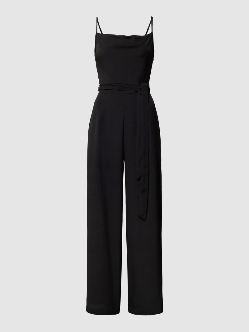 Jumpsuit mit verstellbaren Spaghettiträgern Modell 'WATERY' in schwarz