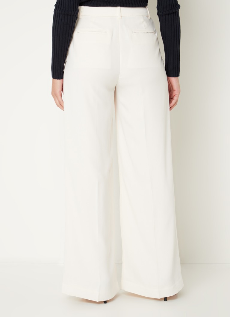 Pantaloni Ralph Lauren cu talie înaltă, lațime pe picioare, buzunare laterale și cute pronunțate.