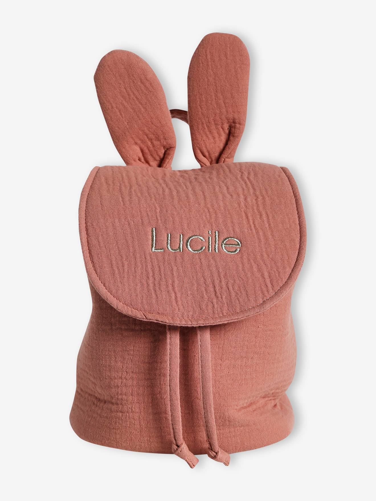 Vertbaudet Kinder Rucksack mit Ohren, personalisierbar - graubeige