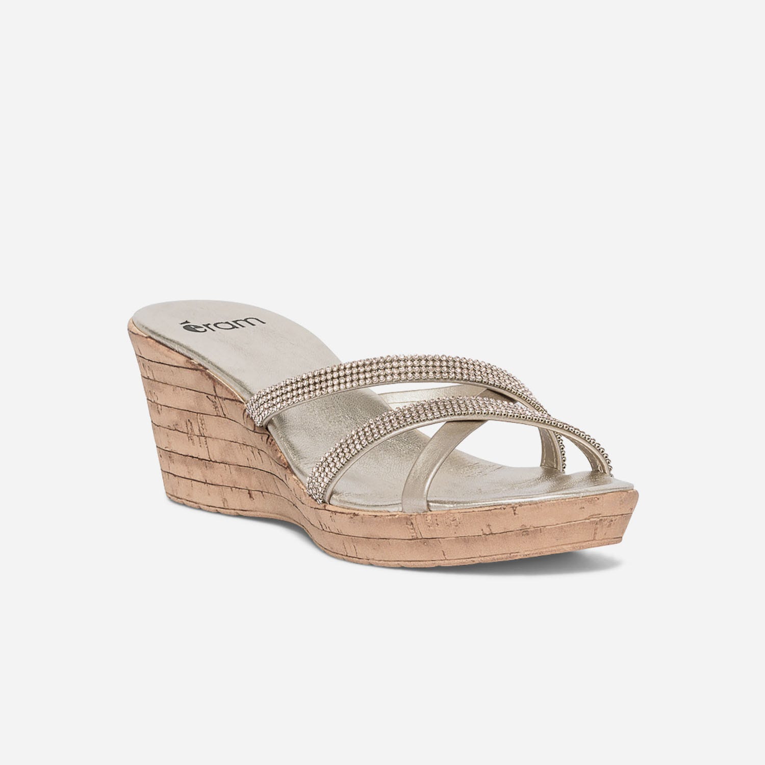 Mule or à brides strassées