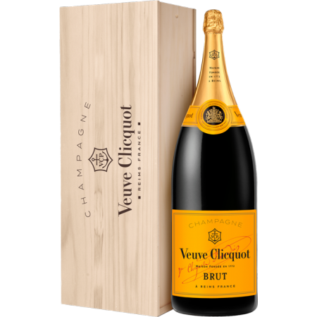 CHAMPAGNE VEUVE CLICQUOT - BRUT CARTE JAUNE - NABUCHODONOSOR - CAISSE BOIS