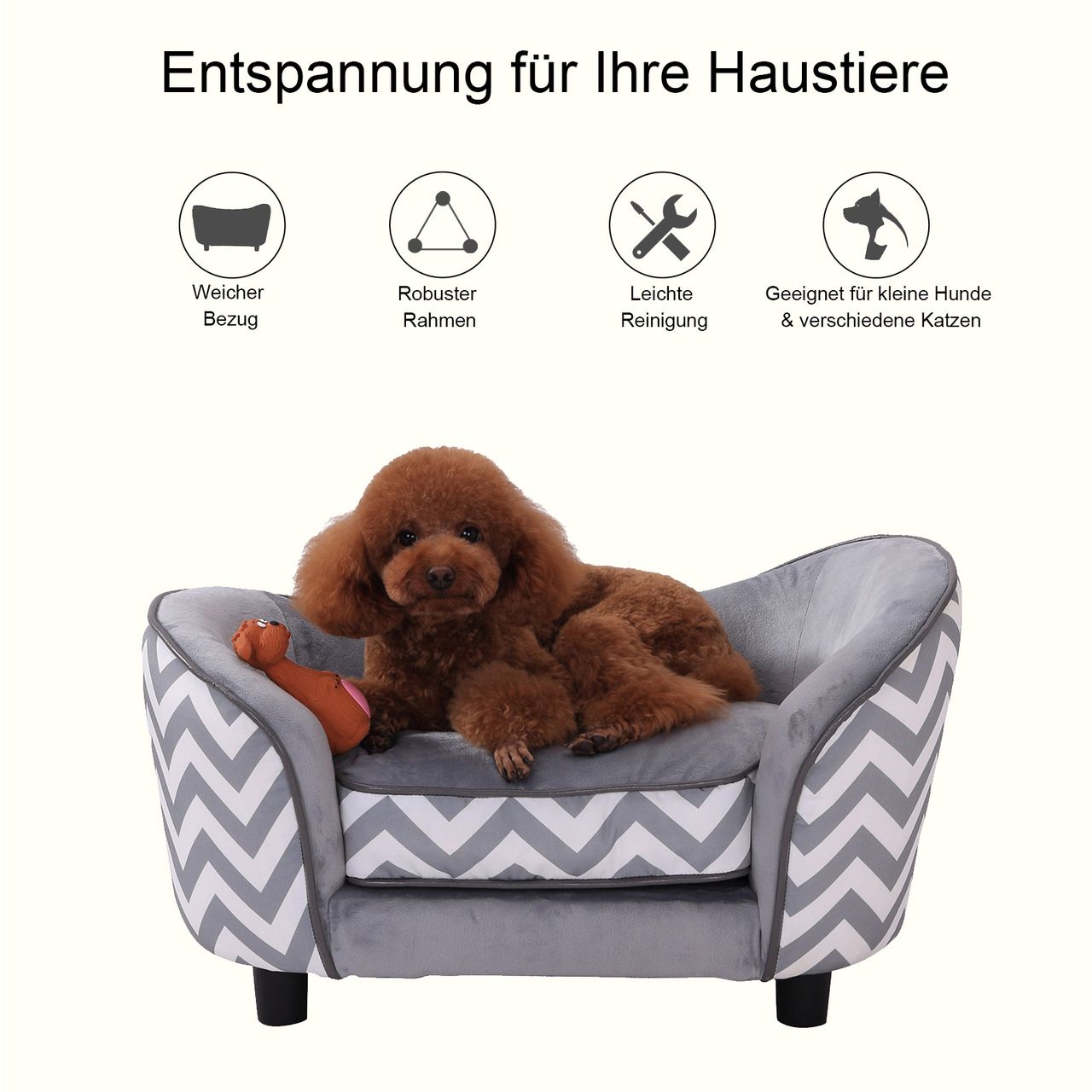 PawHut Haustiersofa Hundebett Hundecouch Hundesofa Hundematte Katze mit Kissen