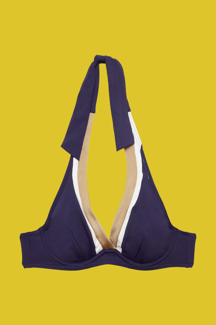 Dreifarbiges Neckholder-Bikinitop mit Bügeln