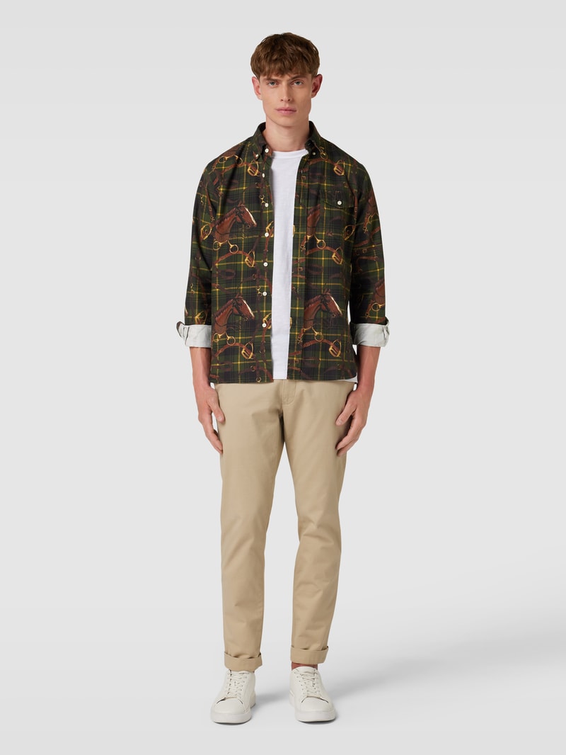 Slim Fit Freizeithemd mit Tartan-Karo in dunkelgrün