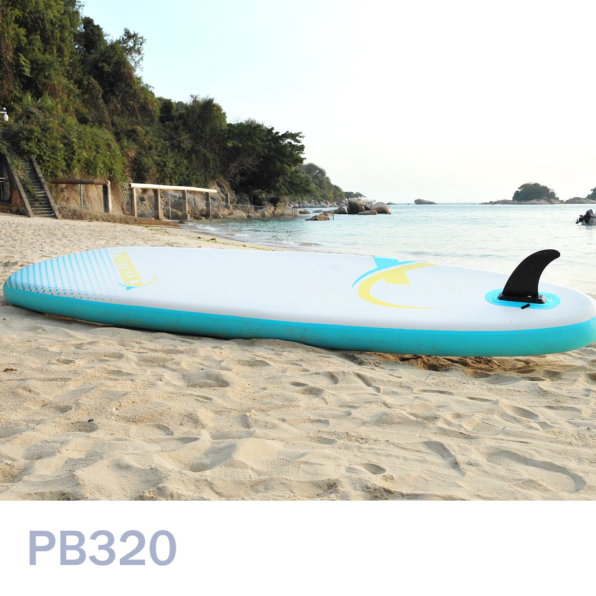 NEMAXX Inflatable SUP-Board, Nemaxx PB320 Stand up Paddle Board 320x78x15cm, türkis/gelb - Surfbrett, Surf-Board - aufblasbar & leicht zu transportieren - inkl. Tasche, Paddel