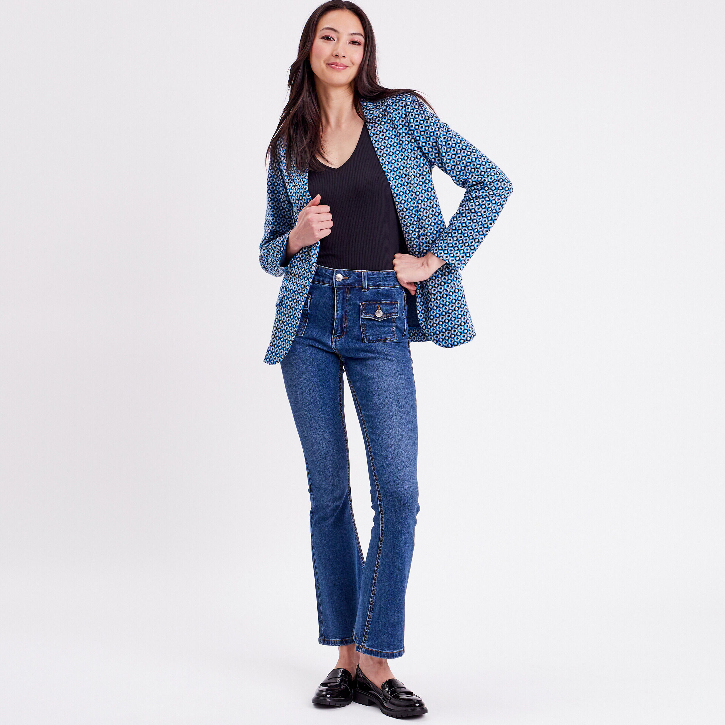 Veste blazer cintrée bleu femme | Cache Cache