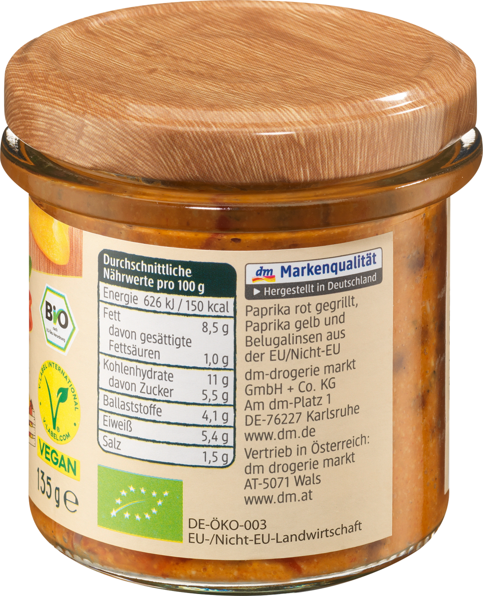 Gemüseaufstrich, Gegrillte Paprika Belugalinse, 135 g