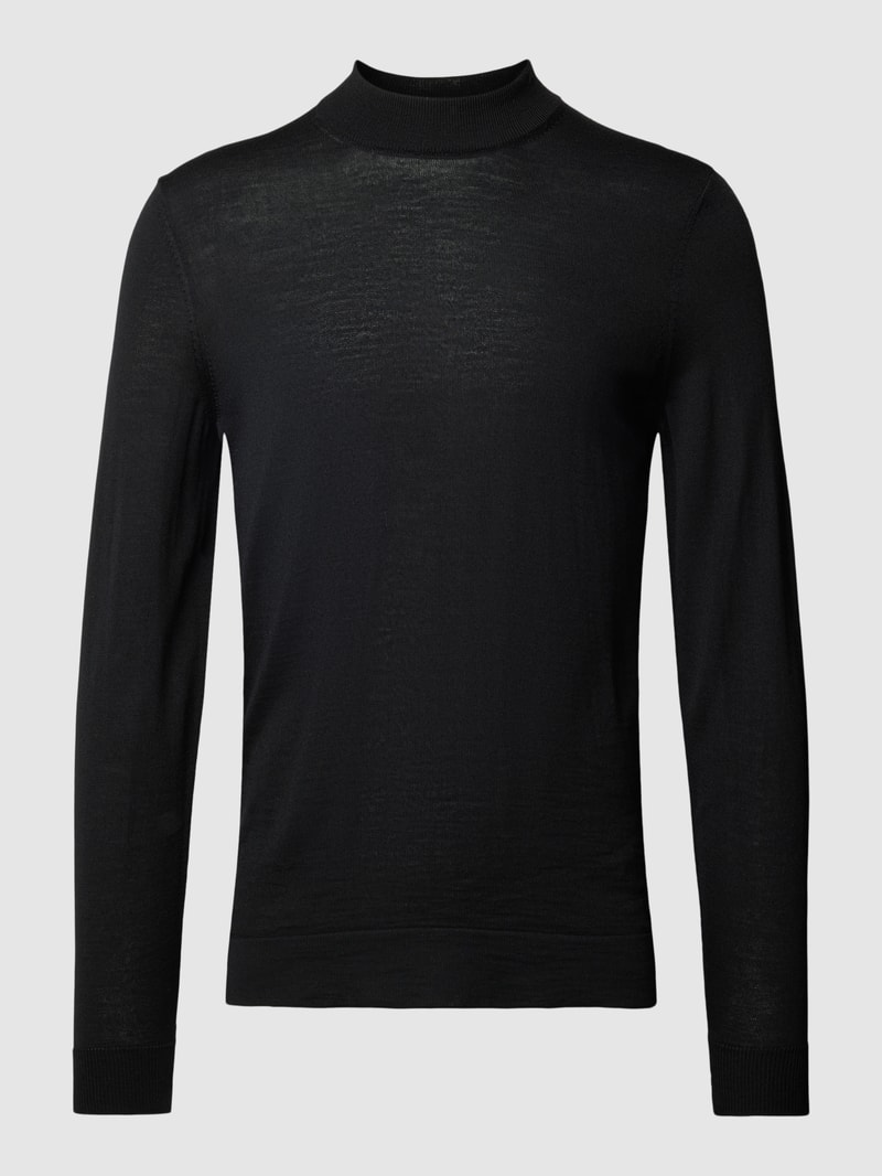 Strickpullover mit Stehkragen Modell 'Marek' in schwarz