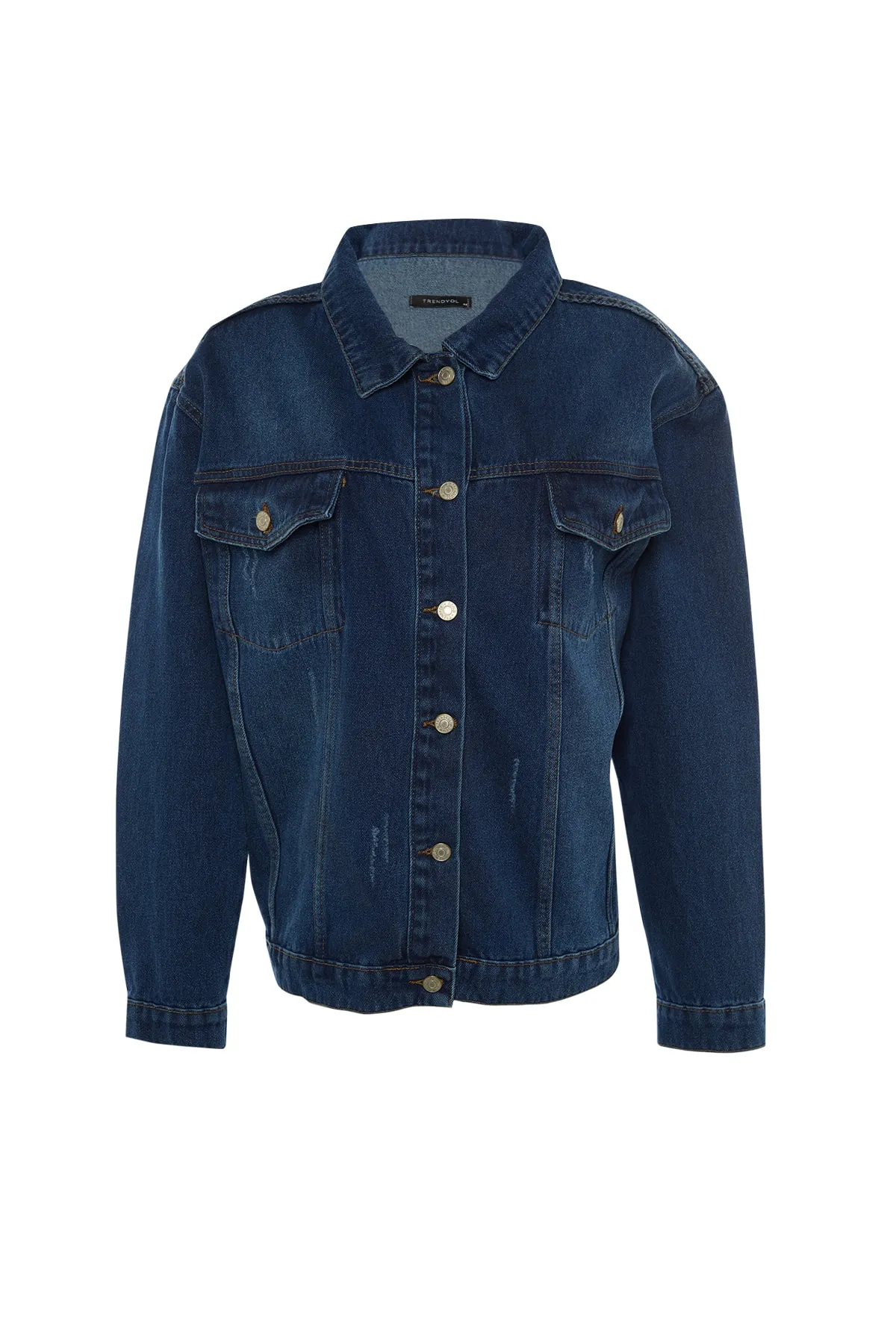 Trendyol Curve  Blaue Jeansjacke mit Taschendetail TBBSS22YE00000
