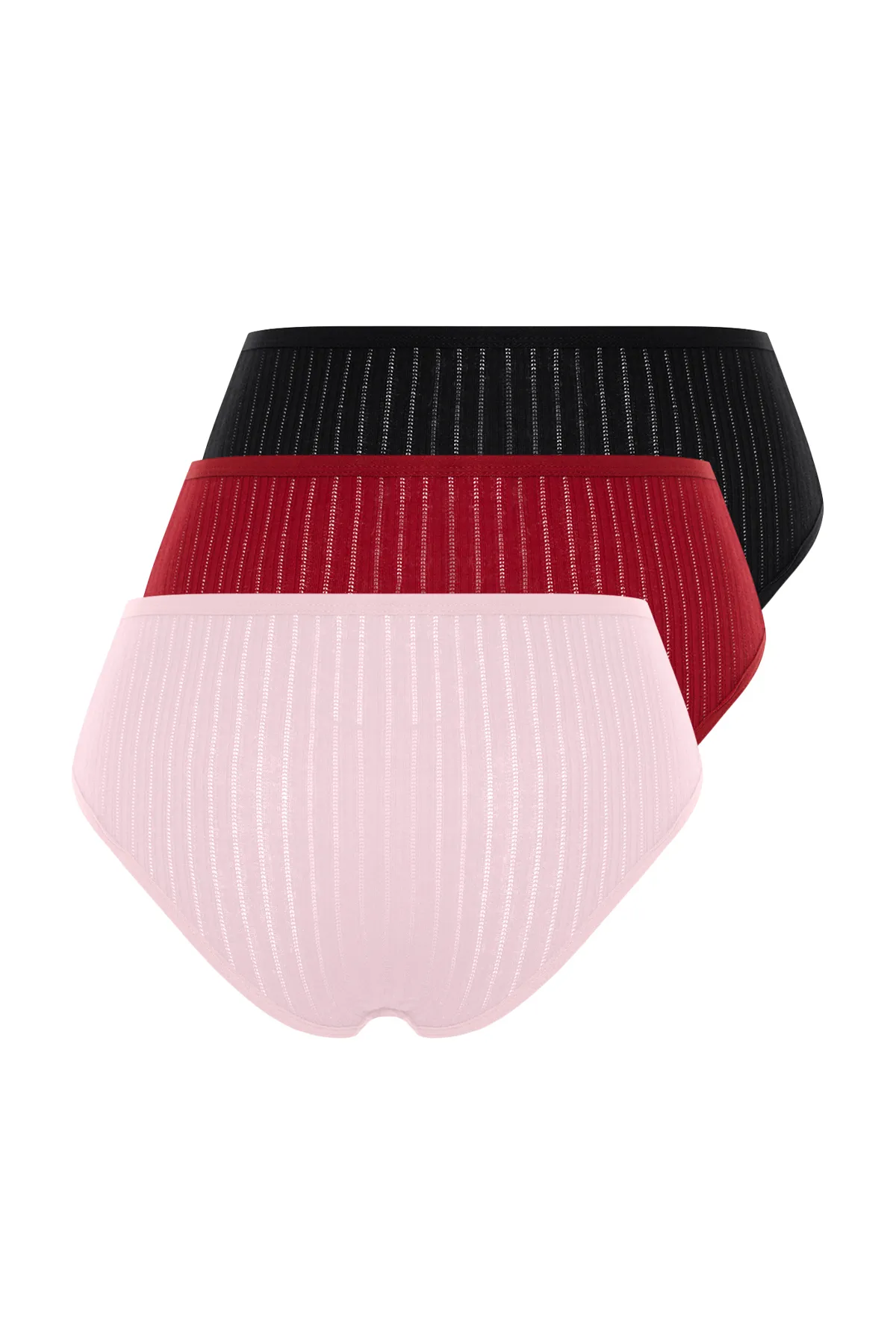 Trendyol Collection  Mehrfarbige Hipster-Strickhöschen aus Baumwolle mit Lochmuster im 3er-Pack THMSS24KU00026
