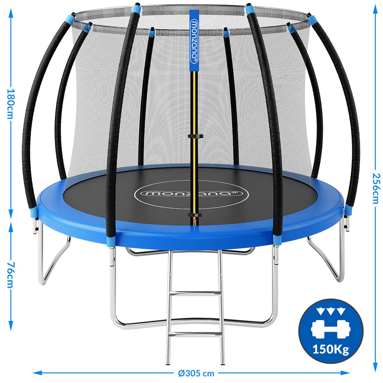 Casaria monzana® Trampolin Ø305cm Sicherheitsnetz innen TÜV GS