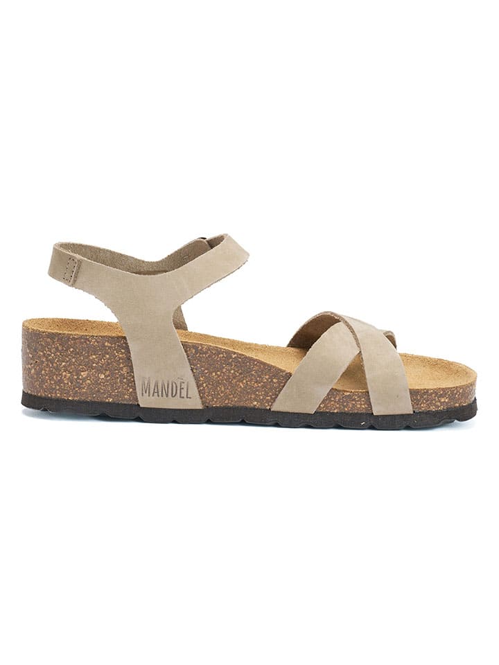 Mandel Leder-Sandalen in Taupe günstig kaufen