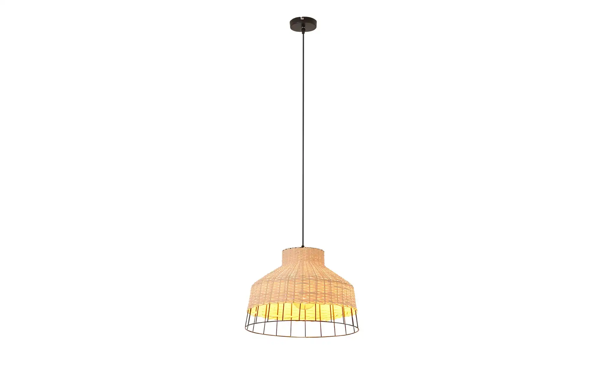 KHG Pendelleuchte, 1-flammig, Rattan / Metall-schwarz