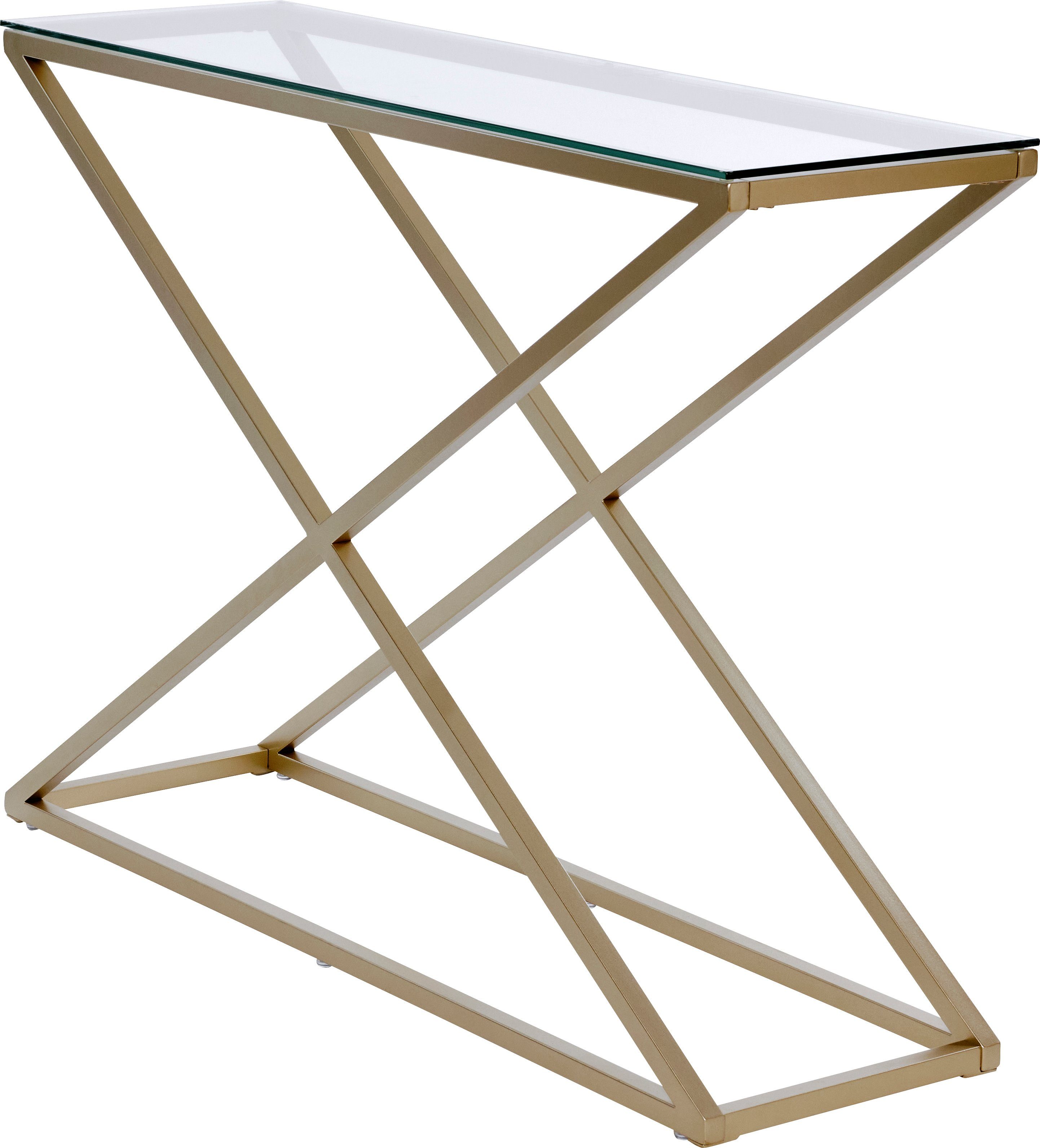 Jahnke Konsolentisch XTRA CONSOLE (1-St), Konsole/Beistelltisch in Gold-Look, aus Sicherheitsglas gefertigt