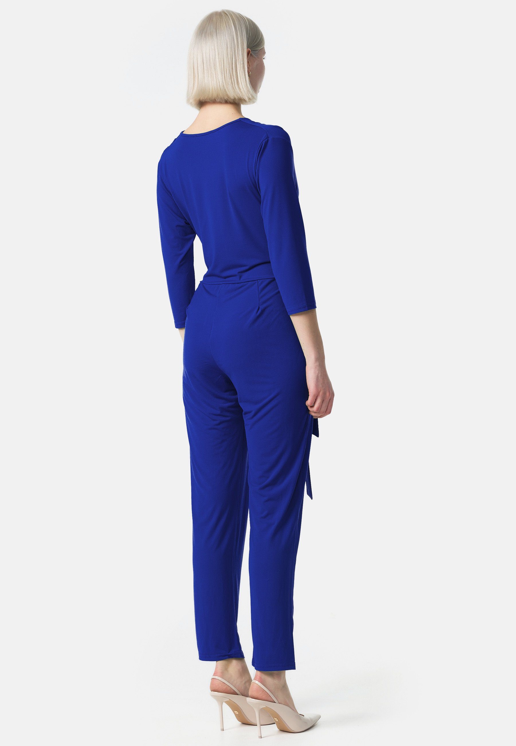 PM SELECTED Overall PM-35 (Business Jumpsuit Wickeloptik mit Bindegürtel 3/4 Ärmel Einheitsgröße)