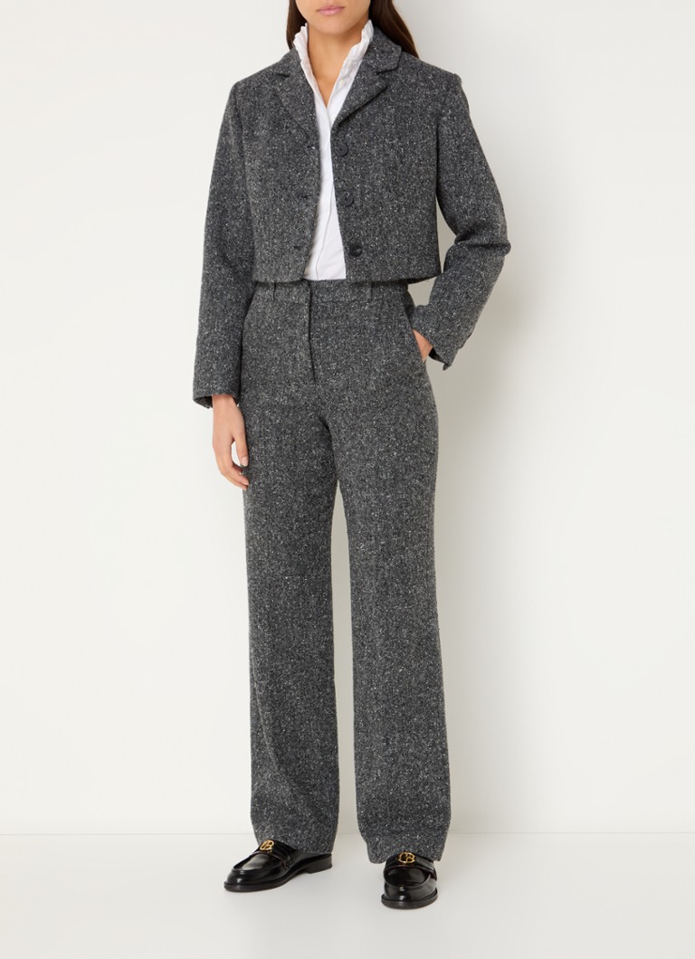 Pantaloni in tweed a vita alta e gamba larga di Claudie Pierlot Pilia con tasche laterali.
