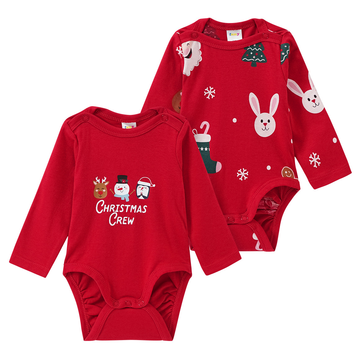 2 Baby Weihnachtsbodys im Set rot