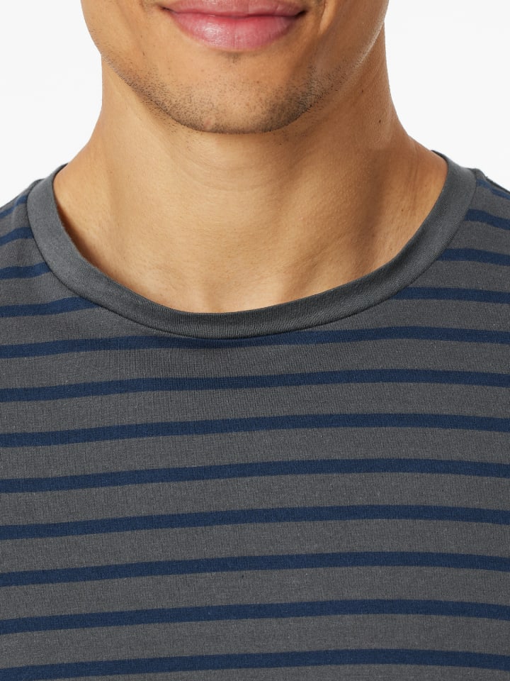 Schiesser Pyjama Schlafanzug lang - Casual Essentials in Anthrazit, Blau günstig kaufen