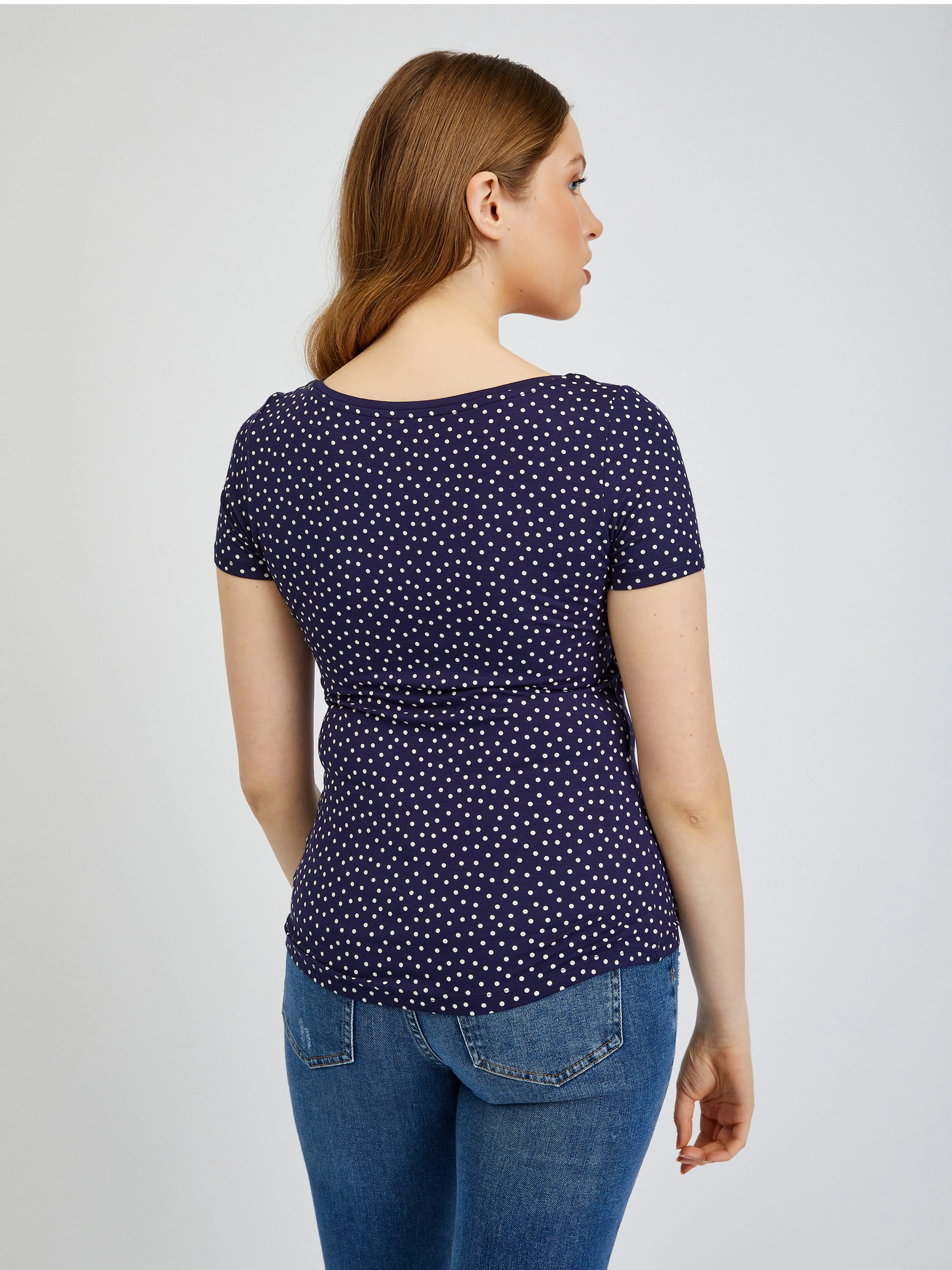 Dunkelblaues Damen-Polka-Dot-Shirt ORSAY