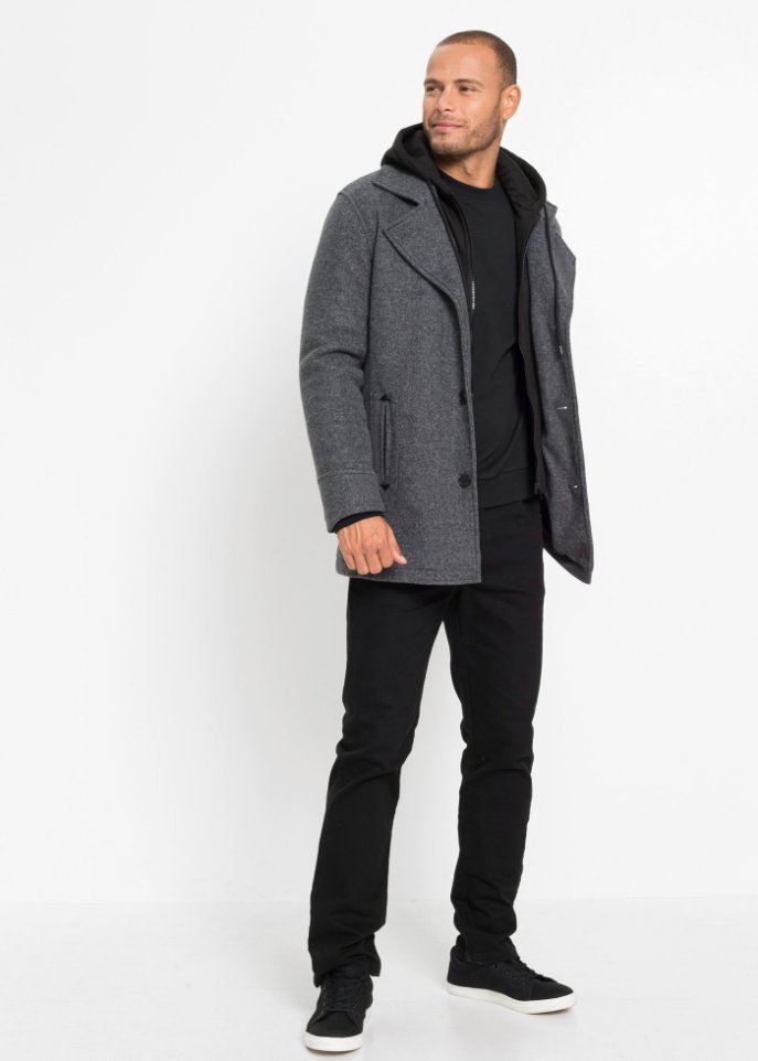 Lang-Jacke in Wolloptik