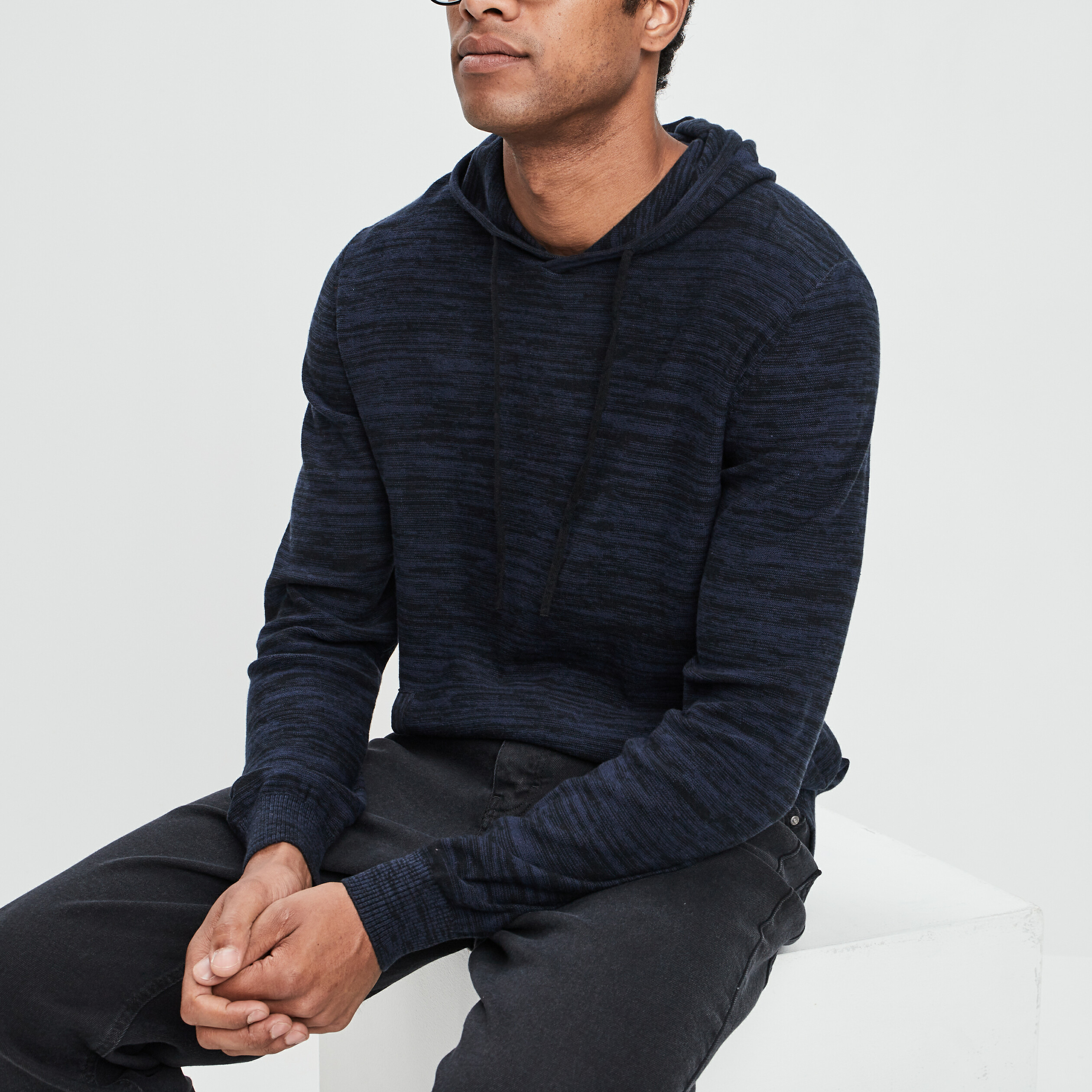 Pull à capuche bleu foncé homme | La Halle