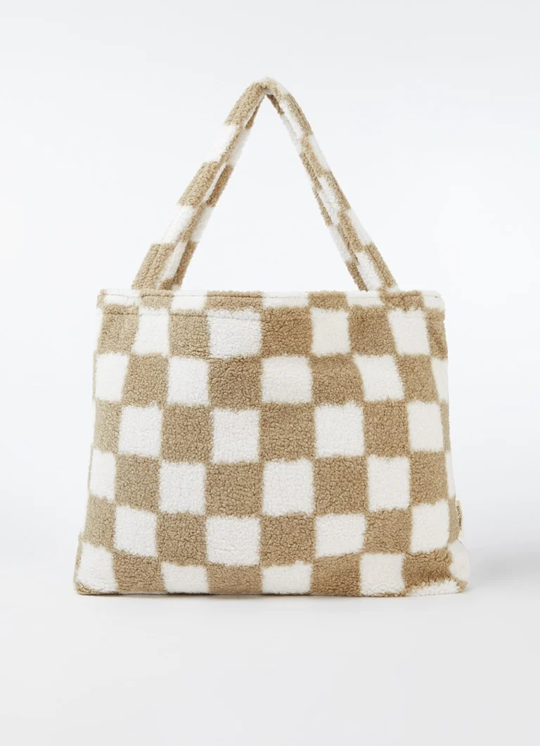 Studio Noos  Mom Bag shopper van teddy met ruitdessin