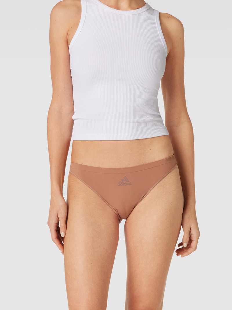 String mit Label-Print im 2er-Pack in hellbraun
