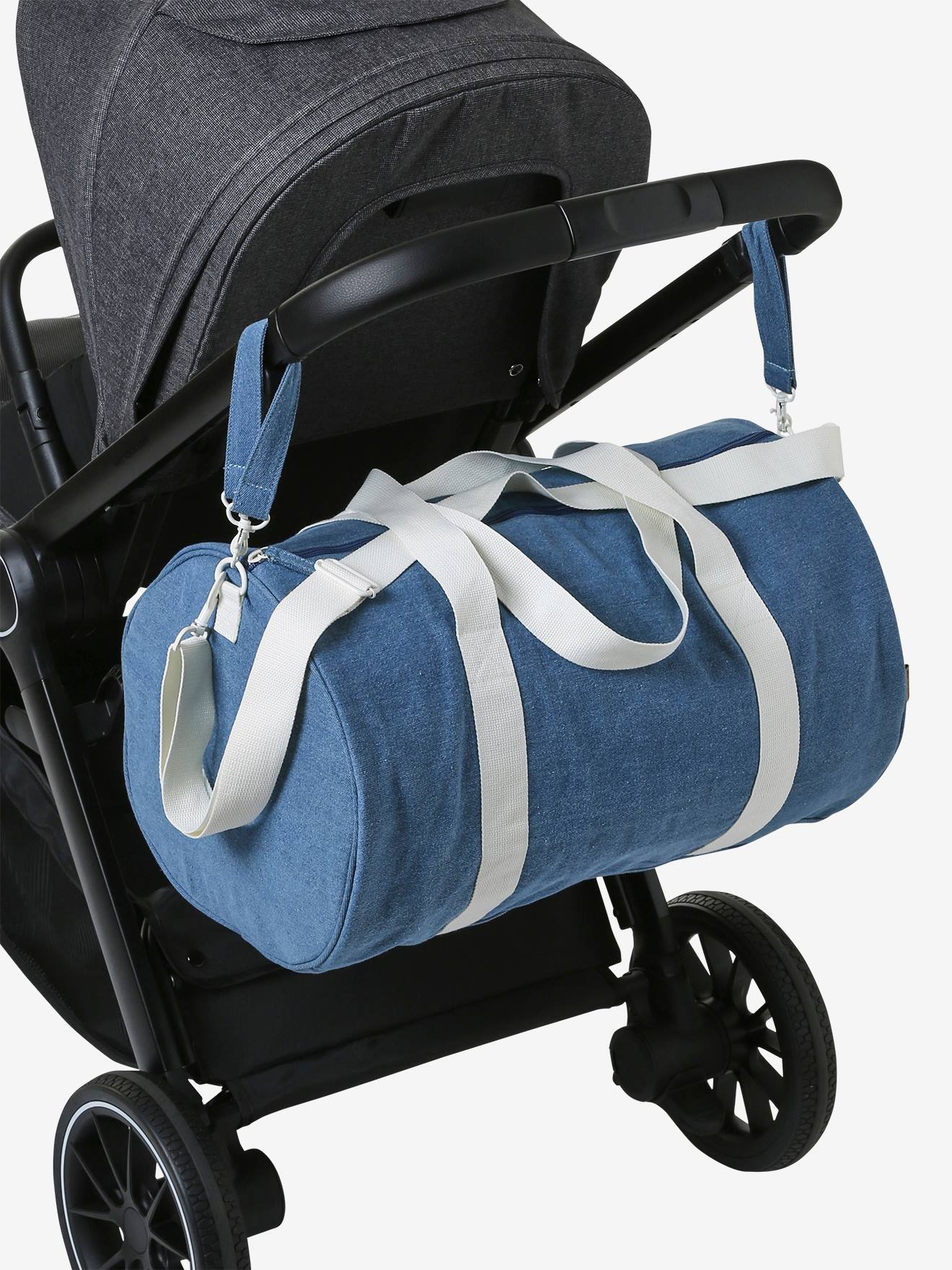 Vertbaudet Denim-Wickeltasche BABY ROLL, personalisierbar - gebleicht
