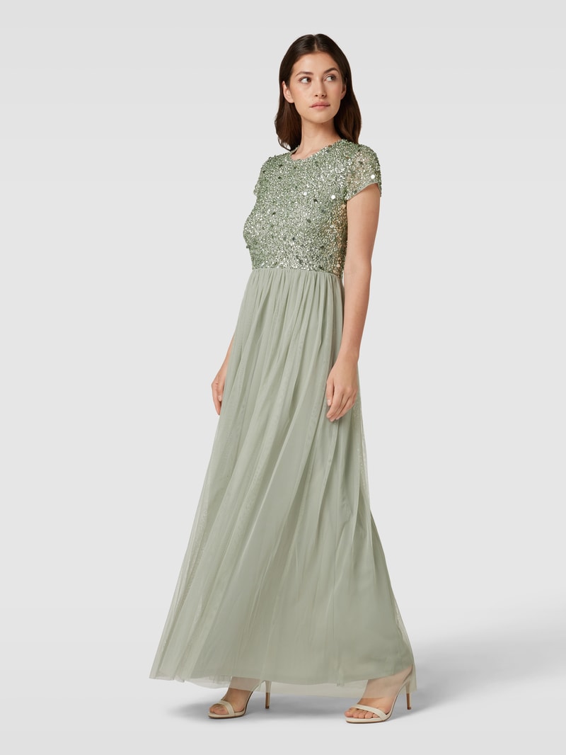 Abendkleid mit Paillettenbesatz in mint
