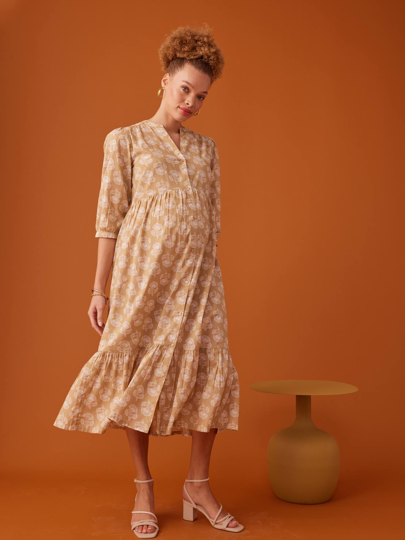 Envie de Fraise Langes Boho-Kleid für Schwangerschaft & Stillzeit ENVIE DE FRAISE - gelb