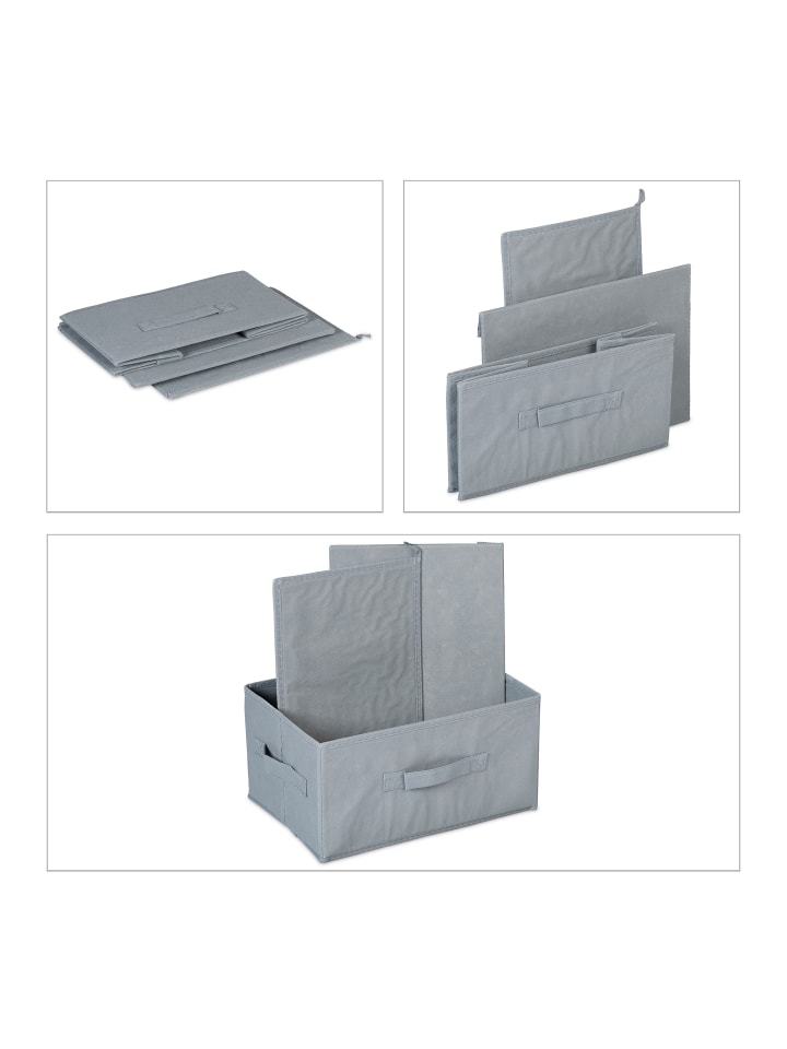 relaxdays 2 x Aufbewahrungsbox in Grau - (B)23 x (H)17 x (T)33 cm günstig kaufen onesize