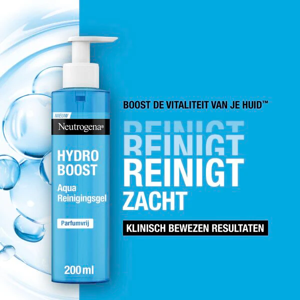 „Neutrogena Hydro Boost Aqua“ valomasis gelis, 200 ml, skirtas visiems odos tipams ir jautriai odai.