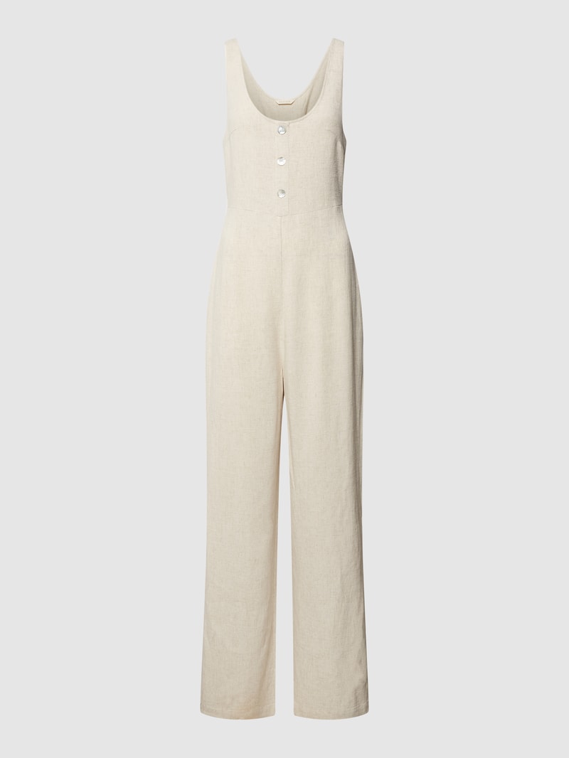 Jumpsuit mit angedeuteter Knopfleiste in beige
