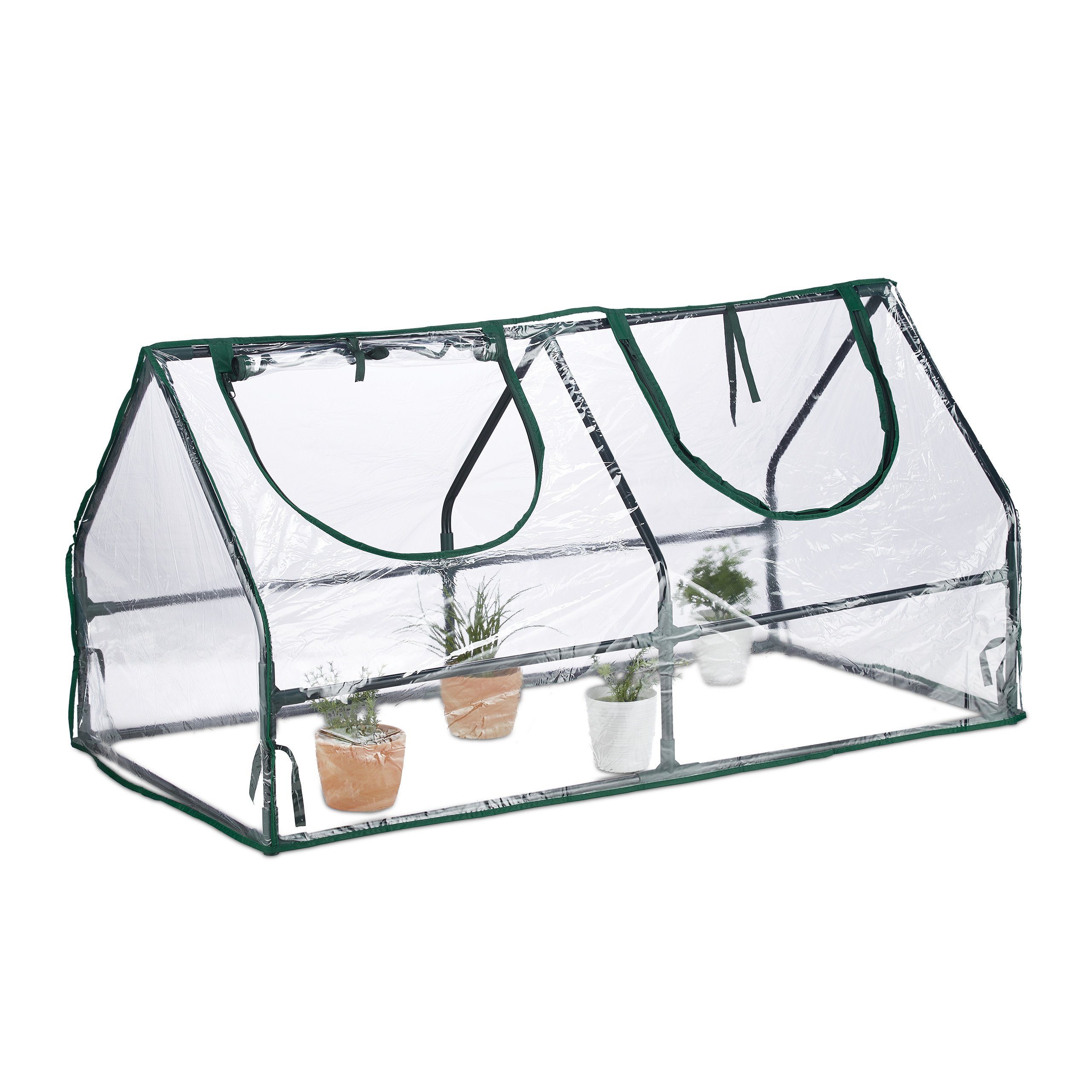 relaxdays Frühbeet Folienfrühbeet PVC mit 2 Fenstern