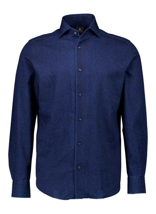 BOGGI MILANO, Jeanshemd, Regular Fit, Baumwolle, rauchblau meliert