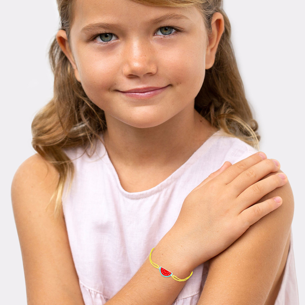 Elli Elli Bracelet Enfants Melon coloré Nylon rose ajustable en argent sterling 925 pl Bracelet