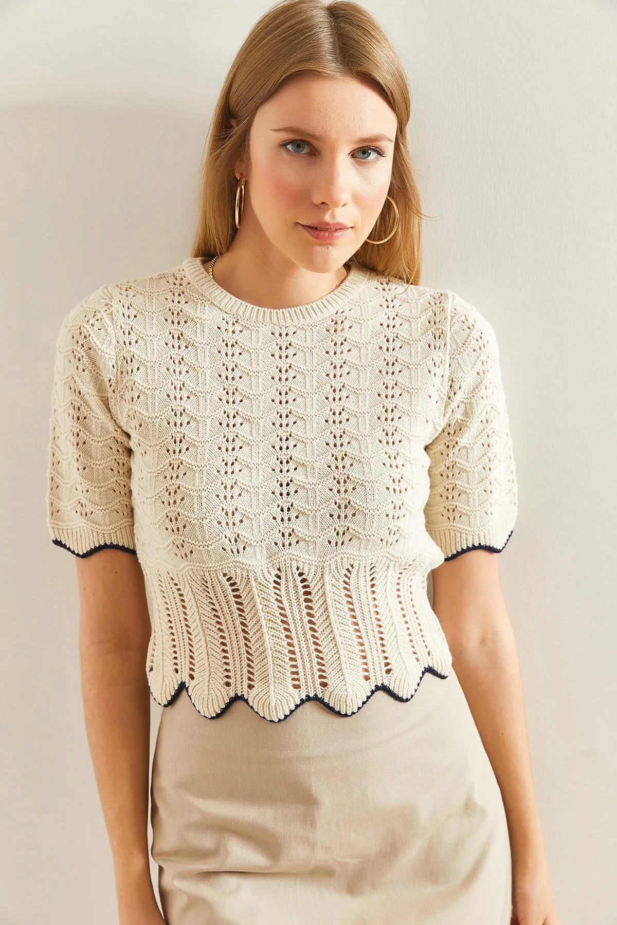 Bianco Lucci  Gemusterte Strickbluse für Damen