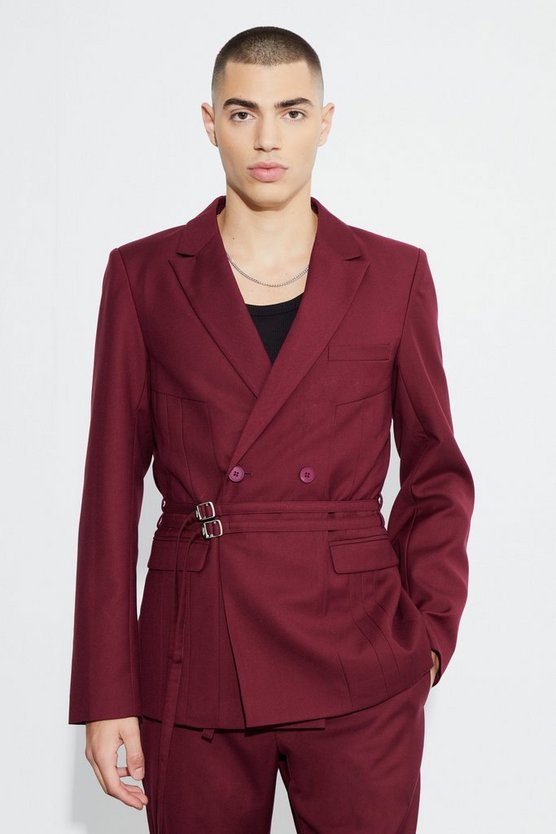 Zweireihiger Slim-Fit Blazer mit Naht-Detail