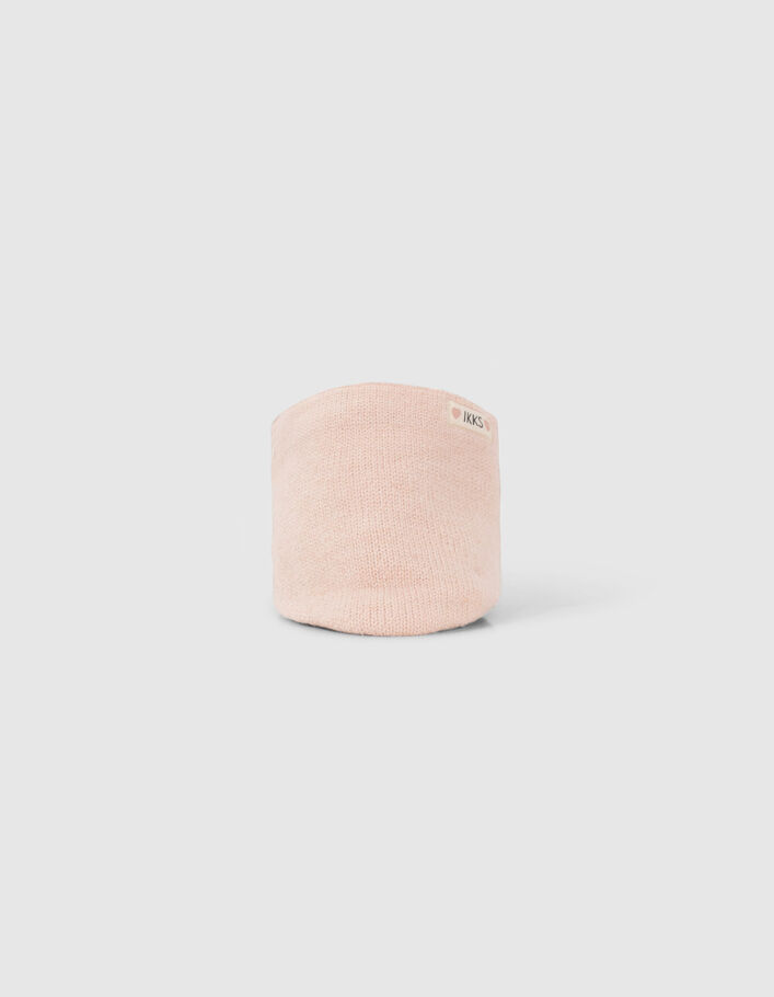 Snood rose poudré tricot lurex fourré bébé fille