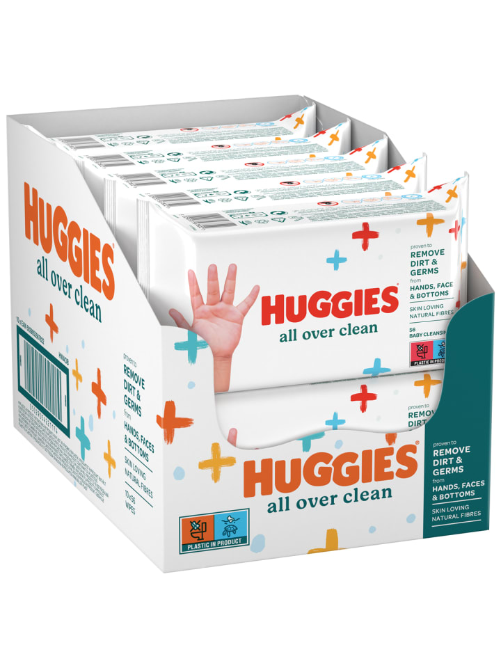 HUGGIES Feuchttücher Baby Wipes All Over Clean Monatsbox 10 x 56 Tücher günstig kaufen onesize