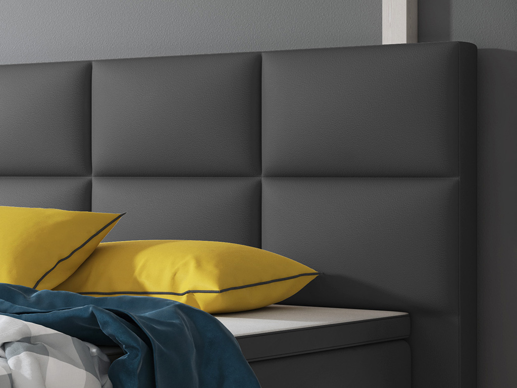 IHG Boxspringbett Miami 180x200 cm Kunstleder Anthrazit