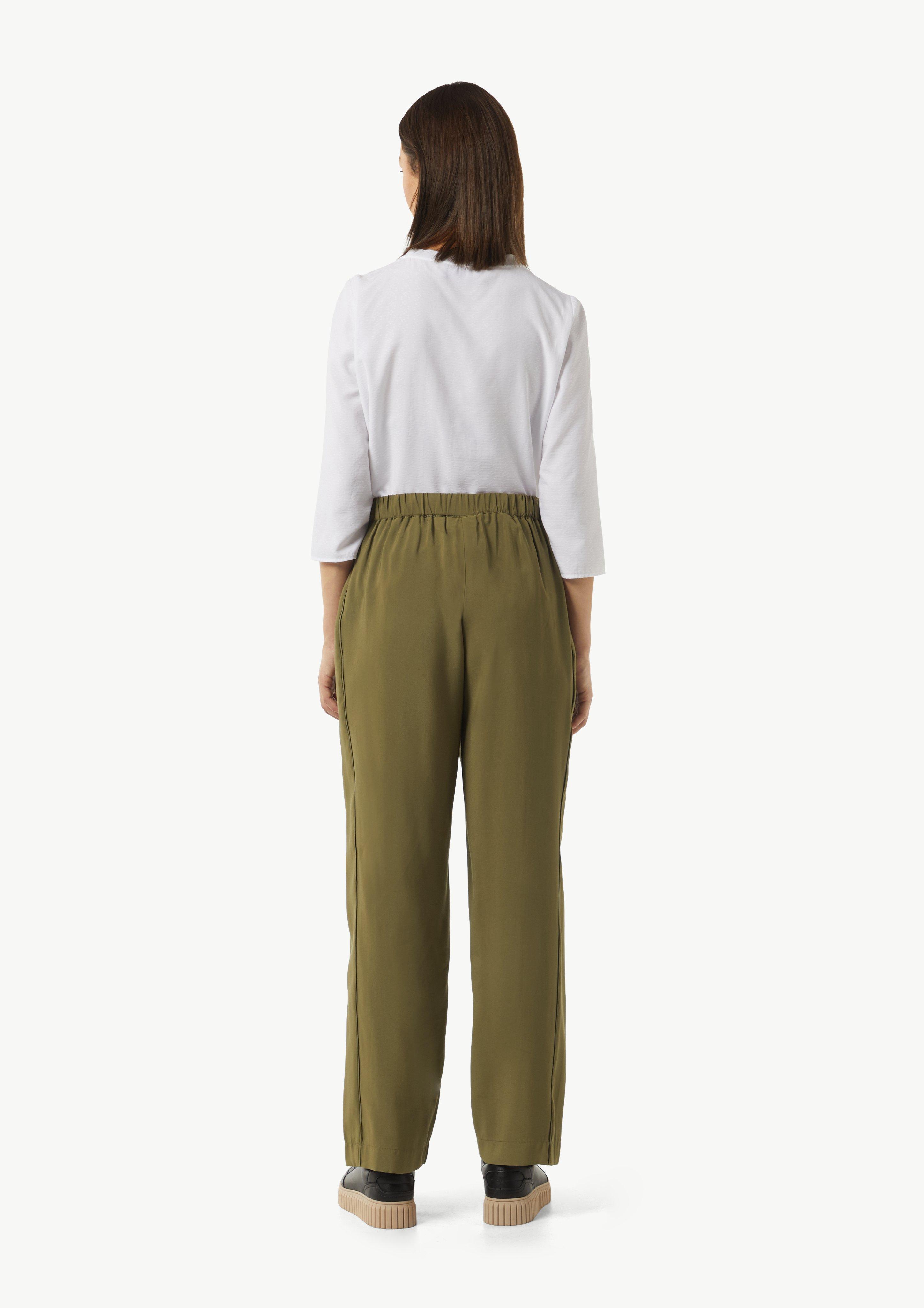 Hose mit weitem Bein und Paspeldetail - guacamole