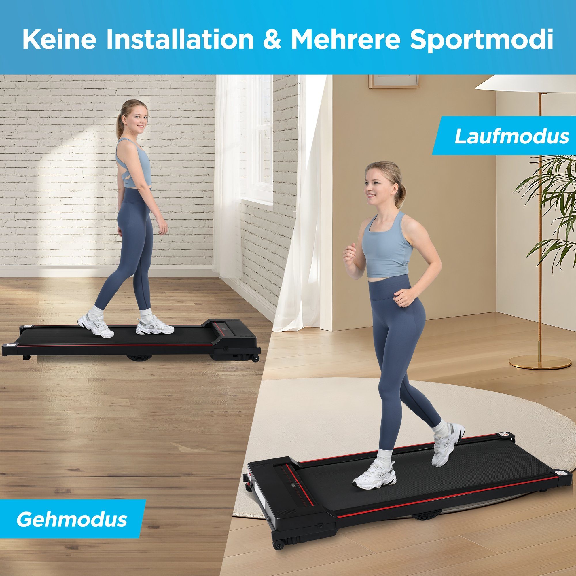 REDOM Laufband (1-8 KM/H, Underdesk Treadmill), Walking Jogging Pad