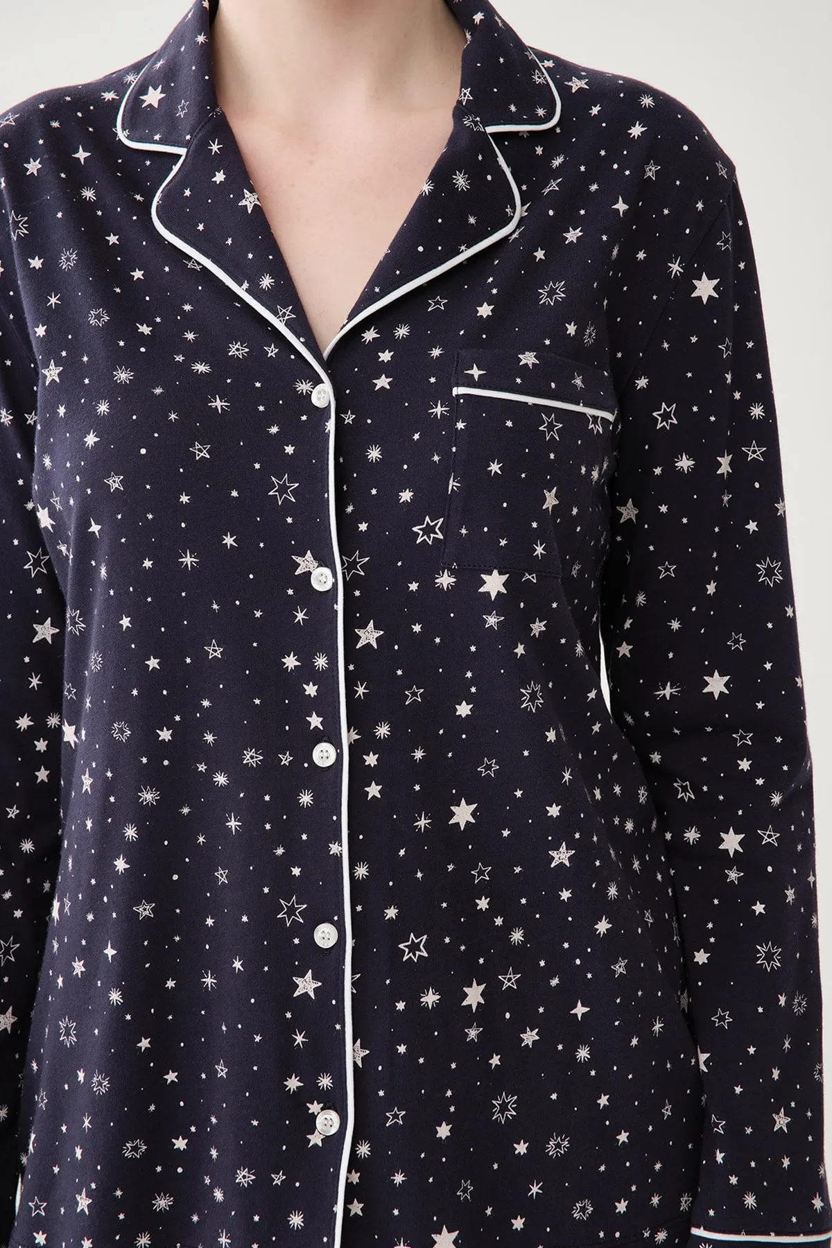 Dagi  Marineblaues Pyjama-Oberteil