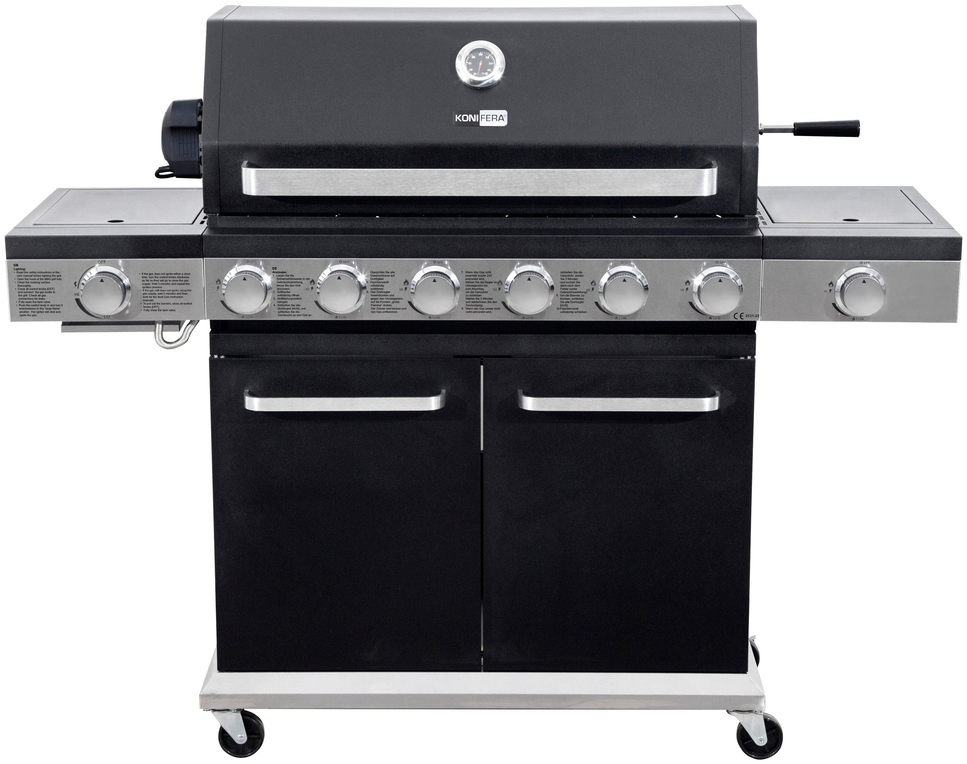 KONIFERA Gasgrill Montreal XL, BxTxH: 141x47,5x114, 6 Haupt-, 1 Seiten- und 1 Infrarotbrenner
