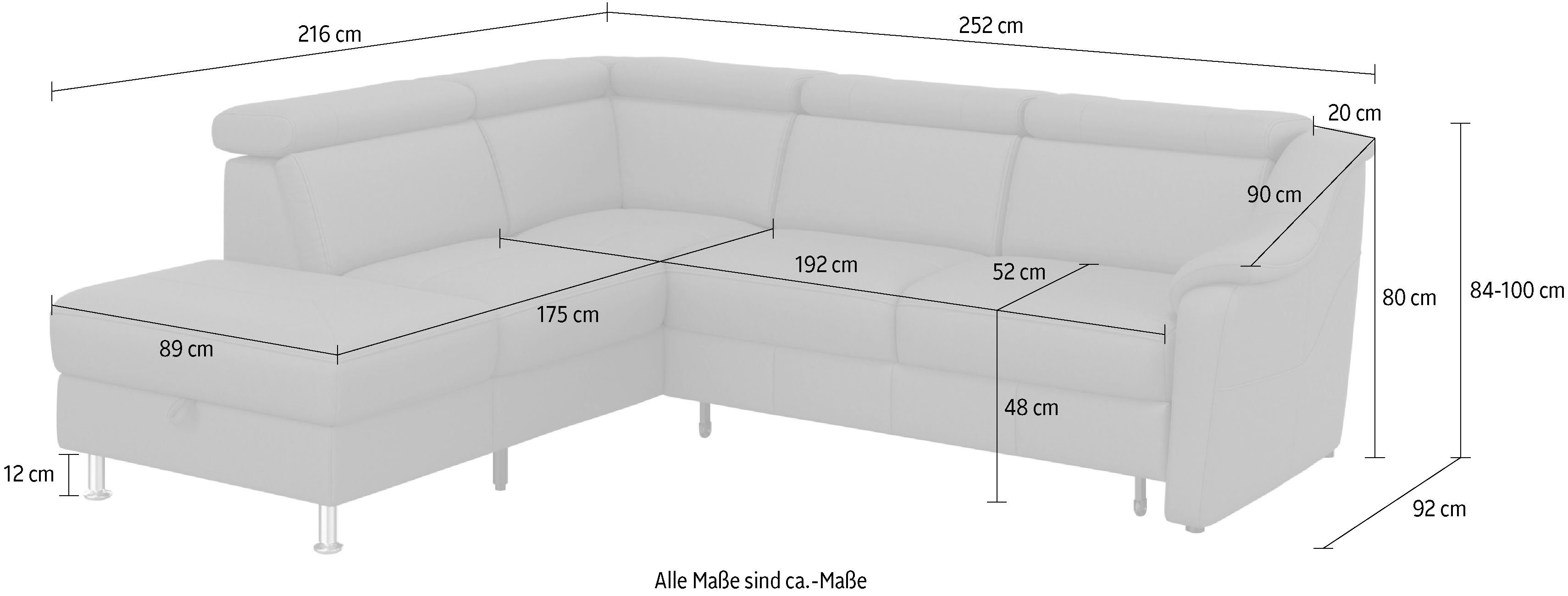 sit&more Ecksofa Freetown, inklusive Kopfteilverstellung und komfortablem Federkern