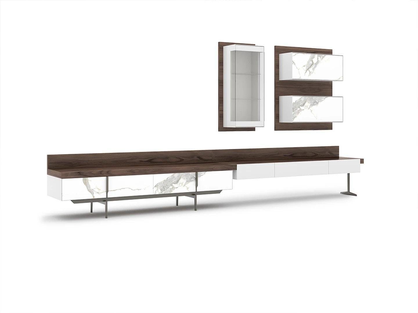 JVmoebel Wohnwand Wohnwand tv Ständer Sideboard Wandschrank Wohnzimmer Hänge Vitrine, (3-St., 1x TV-Ständer + 1x Hänge Vitrine + 1x Wandschrank), Made in Europa
