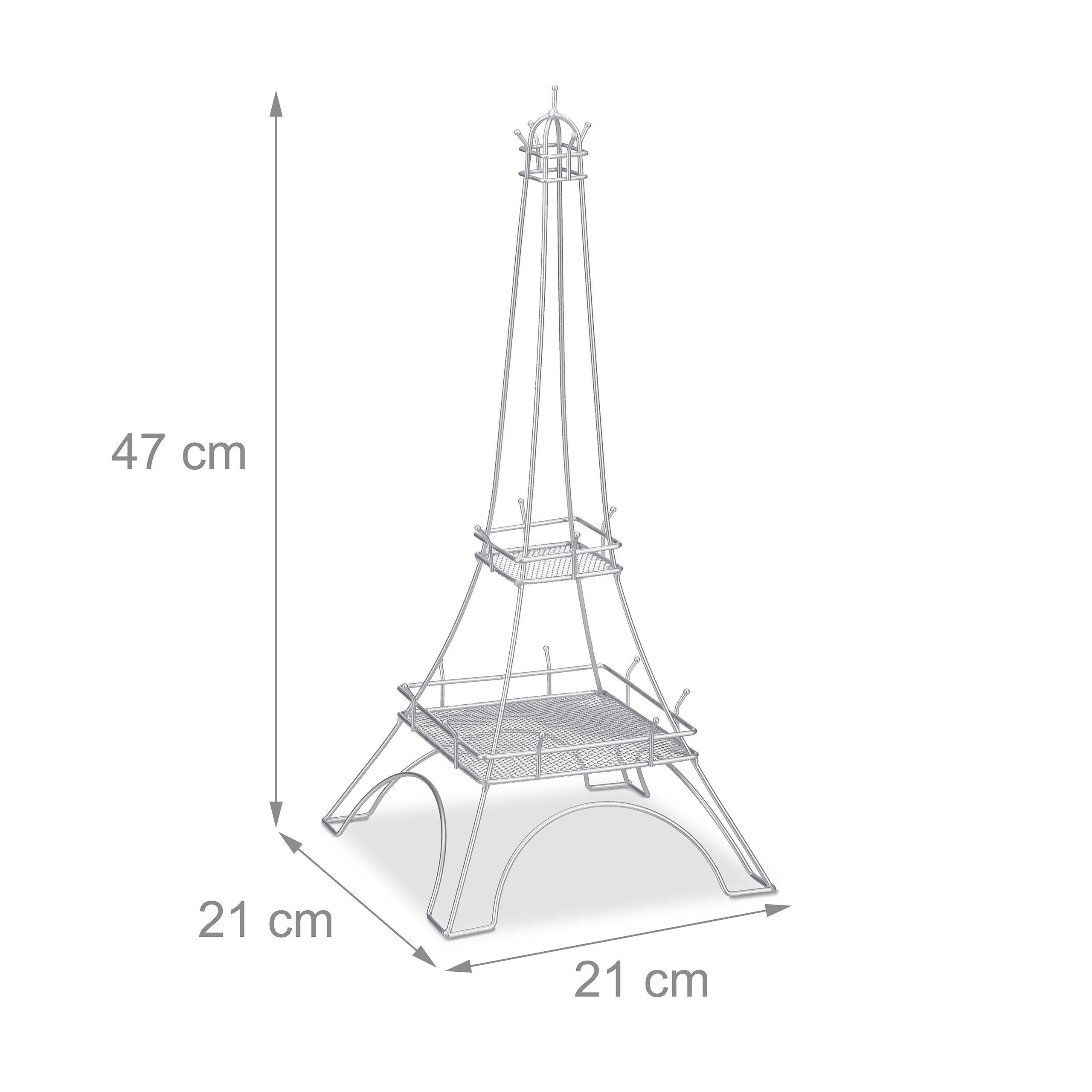 relaxdays Schmuckständer Schmuckständer Eiffelturm, Silber