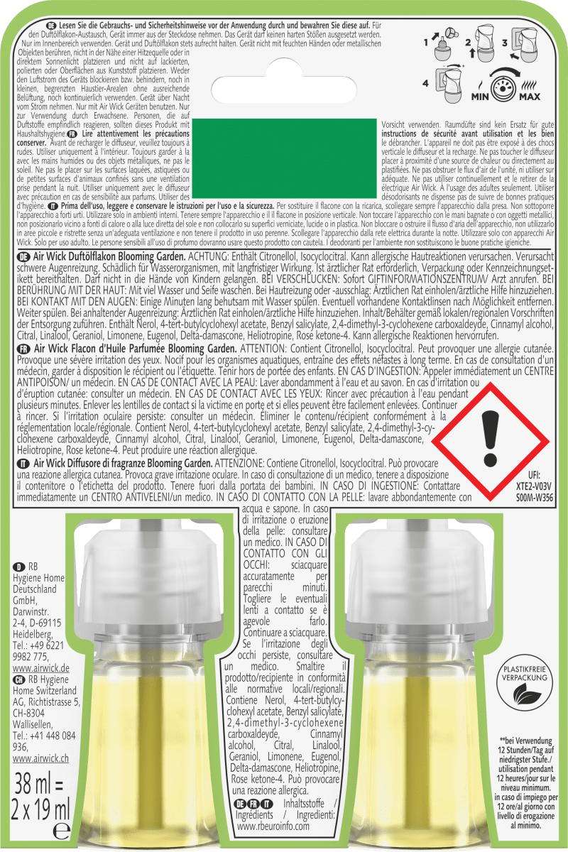 Duftstecker Blooming Garden Nachfüllpack, (2x19 ml), 38 ml