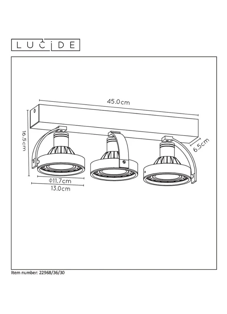 Lucide  Dorian spot LED dim to warm 3 spots